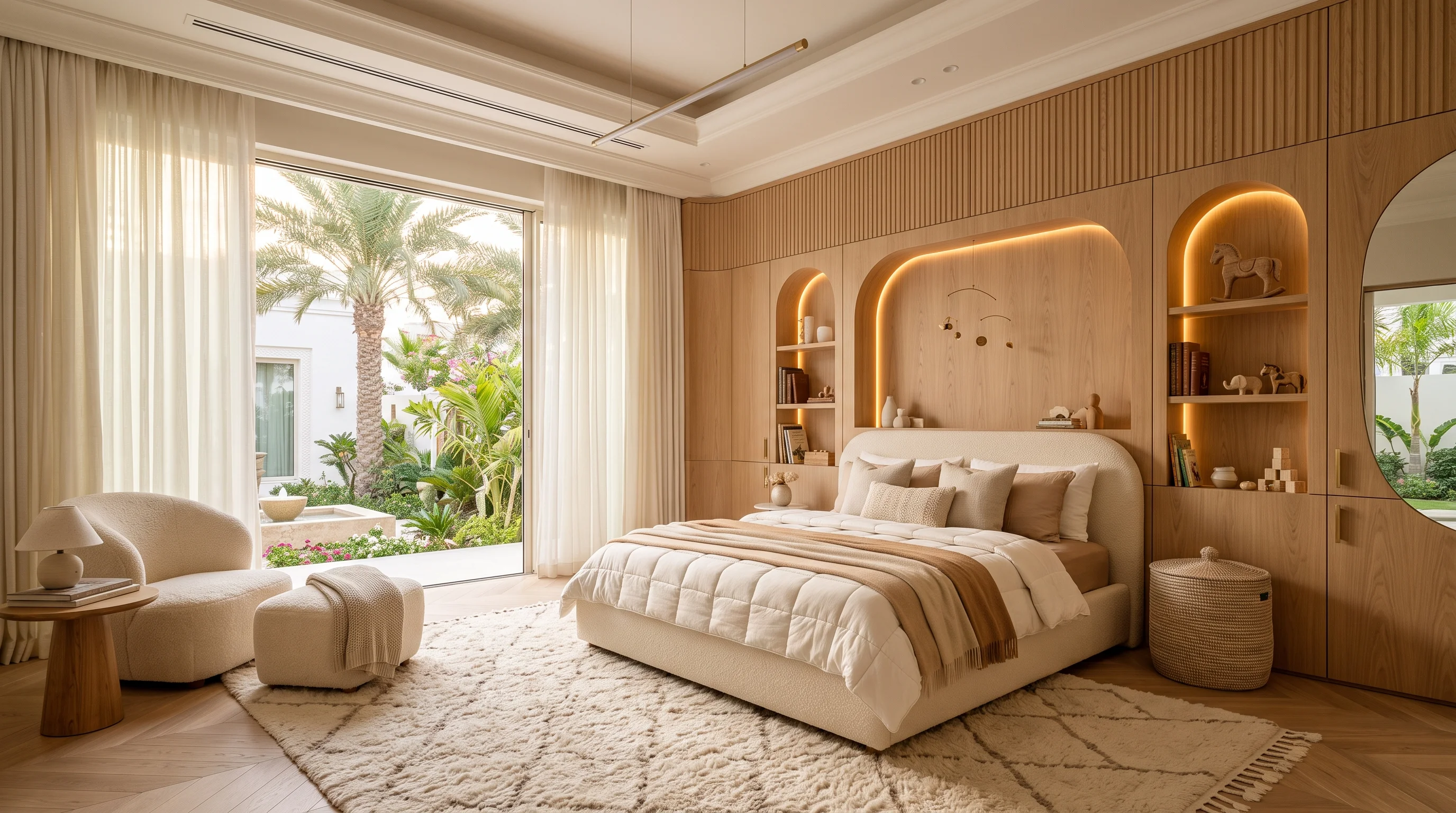 Certified hypoallergenic pure wool rug in Lusail Marina nursery suite
